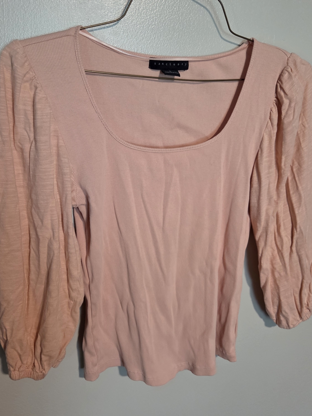 Sanctuary Blush Pink Scoop Neck Puff Sleeve Top
